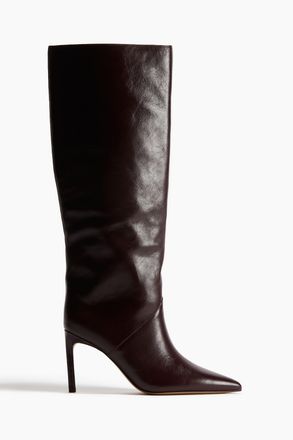 H&M Spitze kniehohe Lederstiefel - Weinrot