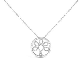 House of Brilliance Silver 1/10 Cttw Diamond Tree of Life Pendant Necklace in White at Nordstrom