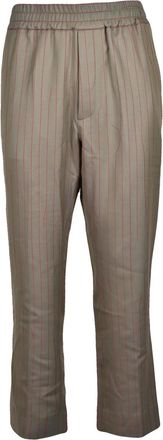 Vivienne Westwood Cropped Grey Trousers with Subtle Red Pinstripe Design