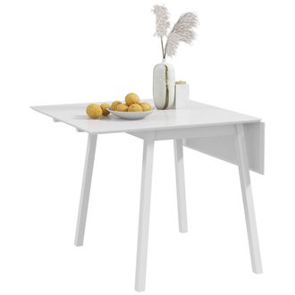 HOMCOM Extendable Kitchen Table for 2-4 - Folding Drop Leaf Dining Table - White - HOMCOM | TJ Hughes
