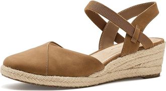 Life Stride Pilar Espadrille Shoes Womens Wedge Shoes Tan : 6.5 M (B), Canvas/Faux Leather