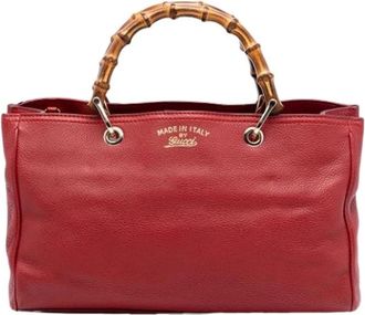 Gucci Pre-owned Handbags, female, Red, Size: ONE SIZE Pre-owned Bamboo Shopper Satchel