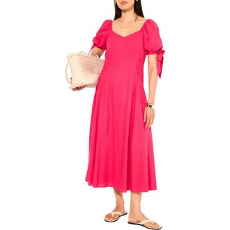 Mint Velvet Linen Blend Tie Detail Maxi Dress in Pink at Nordstrom, Size 10