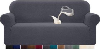 OEM Funda Impermeable Para Sof&aacute; De 1 Pieza, De Jacquard El&aacute;stico Con Elastano Y Espuma Antideslizante, Para Sof&aacute; De 3 Plazas, Color Gris
