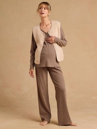 Envie de Fraise 3-teiliger Umstands- und Stillpyjama taupe