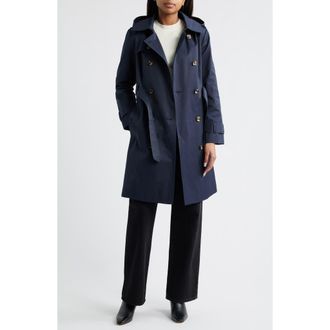 London Fog Double Breasted Trench Coat in Navy at Nordstrom Rack, Size Medium