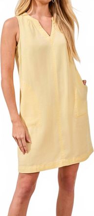 Tribal Flowy Sleeveless V-Neck Dress In 1252-Lemongrass