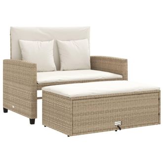 vidaXL Vidaxl - Sof&aacute; De Jard&iacute;n Con Cojines De 2 Plazas Rat&aacute;n Sint&eacute;tico Beige
