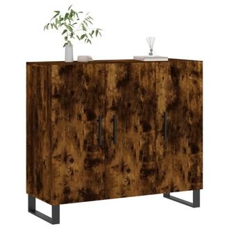 Berkfield Home Sideboard Smoked Oak 90x34x80 cm Engineered Wood in Brown | Size: 90 x 34 x 80 cm