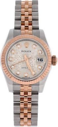 Rolex Oyster Perpetual Datejust Automatic Watch Stainless Steel and Rose Gold with Diamond Markers 26 in Metallic Gold at Nordstrom