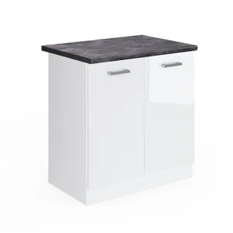 Vicco Armario Bajo Para Fregadero R-line, Blanco Alto Brillo, 80 Cm, Et Antracita Vicco