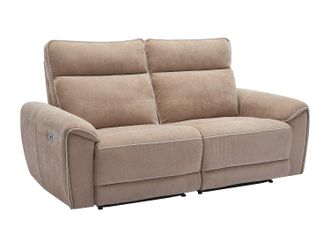 Vente-Unique Sof&aacute; de 3 plazas reclinable el&eacute;ctrico de tela color topo DJARALO