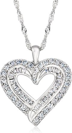 Ross-Simons CZ Heart Pendant Necklace in Sterling Silver