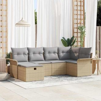 vidaXL Vidaxl - Set Divano Da Giardino Con Cuscino 6 Pcs Beige E Grigio Chiaro