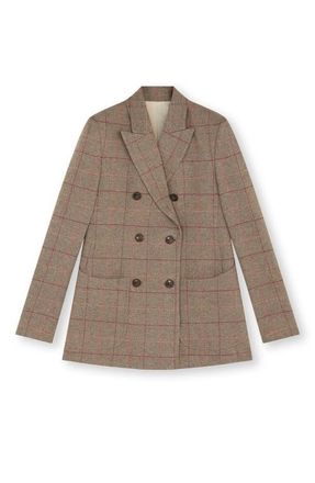 Fortela Classic Double-Breasted Plaid Jacket in Grey at Nordstrom, Size 40 Eu