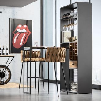 Kare Design Mueble bar 1 caj&oacute;n de madera bicolor gris y madera