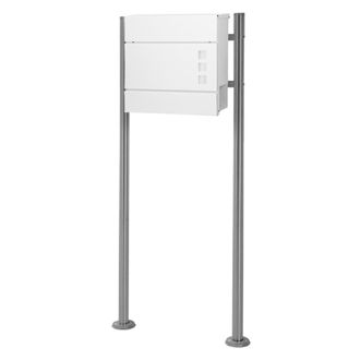 ECD Germany Buz&oacute;n de correos blanco 37 x 10,5 x 36 con 2 soportes plateados 120 cm