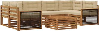 vidaXL Conjunto De Sof&aacute;s De Exterior 7 Uds. Natural Y Beige Vidaxl