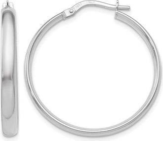 Diamond2Deal 10K White Gold Round Hoop Earrings