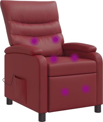 vidaXL Silla De Masajes Reclinable Rojo Vino Cuero Sint&eacute;tico Vidaxl