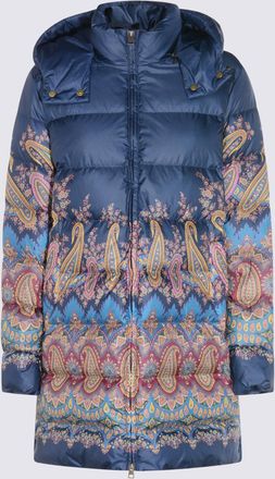 Etro Coats Blue And Green-Donna