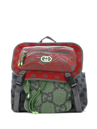 Gucci Panelled Double Buckle GG Jacquard Nylon and Rubber Large backpack - Grijs