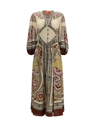 La DoubleJ Kells Plac&eacute;e Print Silk Dress - Multicolor