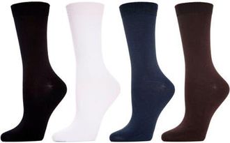MeMoi Assorted 4-Pack Crew Socks in Black/white/brown/blue at Nordstrom, Size 9-11