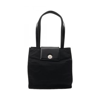 Bulgari Black Leather Nylon Canvas Tote Bag (Pre-Owned)