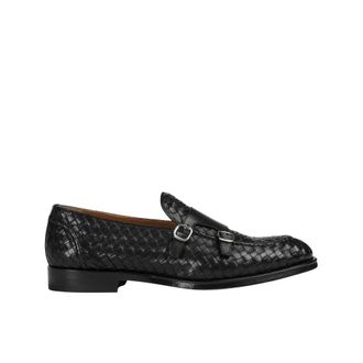 Doucal's Loafers, male, Black, Size: 10 1/2 US Woven Leather Buckle Loafer