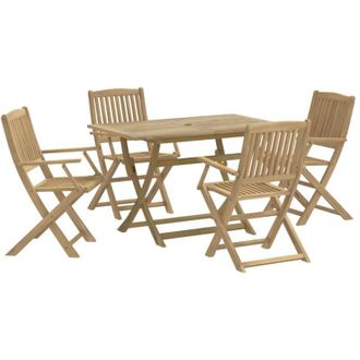 vidaXL Juego De Comedor De Jard&iacute;n 5 Piezas Madera Maciza De Acacia