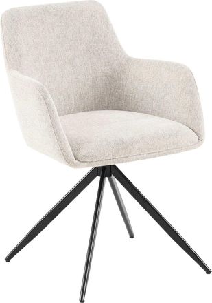 Clp Silla de comedor con reposabrazos en tela crema