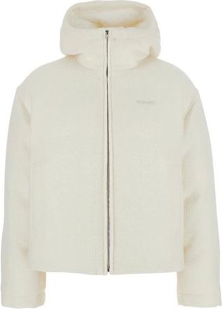 Gucci Wollen boucl&eacute; jas met logo - Dames - Winterjassen - Wit - M - Wol - Jassen