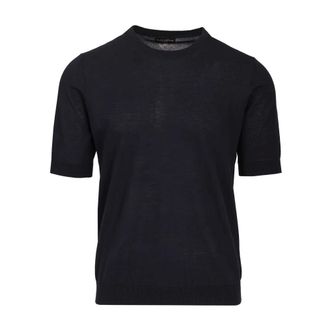 Ballantyne Round Neck T-Shirt - male - Ballantyne - Round-neck Knitwear - Blue - L - Knitwear