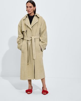 Bottega Veneta Mini Intreccio Suede Leather Trench Coat - Beige - Women - 0