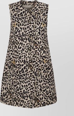 Valentino Garavani animal print sleeveless jacket front pockets