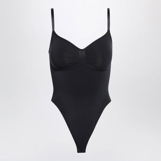 SKIMS Black Seamless Sculpt thong bodysuit