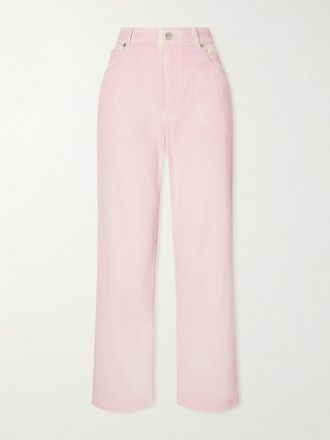 Marni Jeans A Gamba Larga E Vita Alta In Denim Effetto Consumato - Rosa