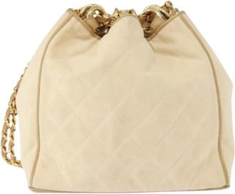 Chanel Pre-owned Bucket Bags, female, Beige, Size: ONE SIZE Pre-owned Canvas Bucket Bag