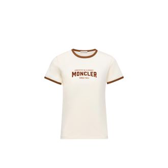 Moncler Moncler Flock Logo Jersey T-shirt, Women, White, Size: Xl