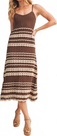Mustard Seed Crochet Lace Inset Ribbed Dress In Choco