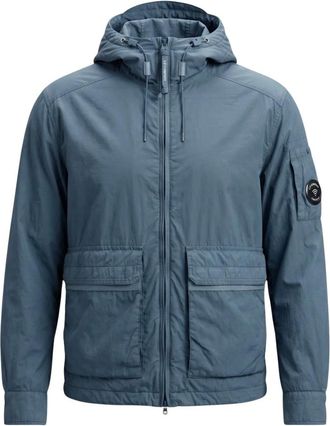 C.P. Company C.p. Company - Chrome-R Hooded Zipped Overshirt - Heren - Jassen - Blauw - Maat: M Zijde