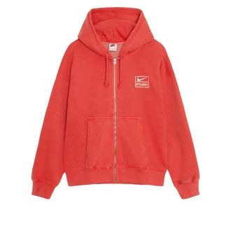 Nike x Stussy Pigment Dyed Fleece Zip Hoodie Habanero Red FJ9161-642