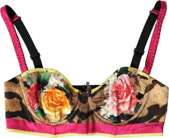 Dolce & Gabbana Womens Multicolor Floral Sleeveless Bustier Crop Top Silk Polyester Nylon Elastane