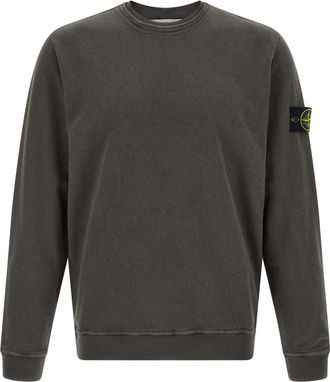 Stone Island Grey Brushed Cotton Sweatshirt