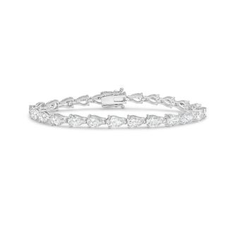 Diana M. Jewels 14kt White Gold 56cts Lab Grown Pear Diamond East-West Tennis Bracelet