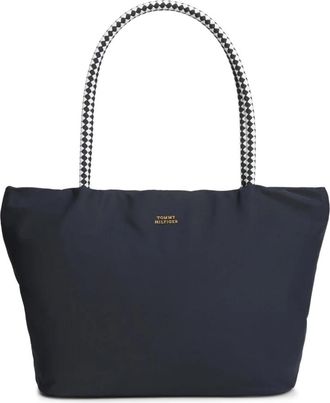 Tommy Hilfiger Marina Hobo Tote Nylon - Dames - Shoppers - Blauw - ONE Size - Nylon - Tassen