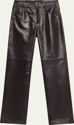 Nili Lotan Joan Leather Straight-Leg Pants
