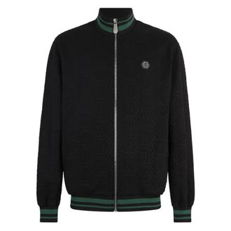 Philipp Plein Zip-throughs, male, Black, Size: XL Tracksuit Jacket Jacquard Monogram