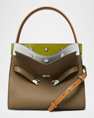 Tory Burch Lee Radziwill Small Double Leather Top-Handle Bag